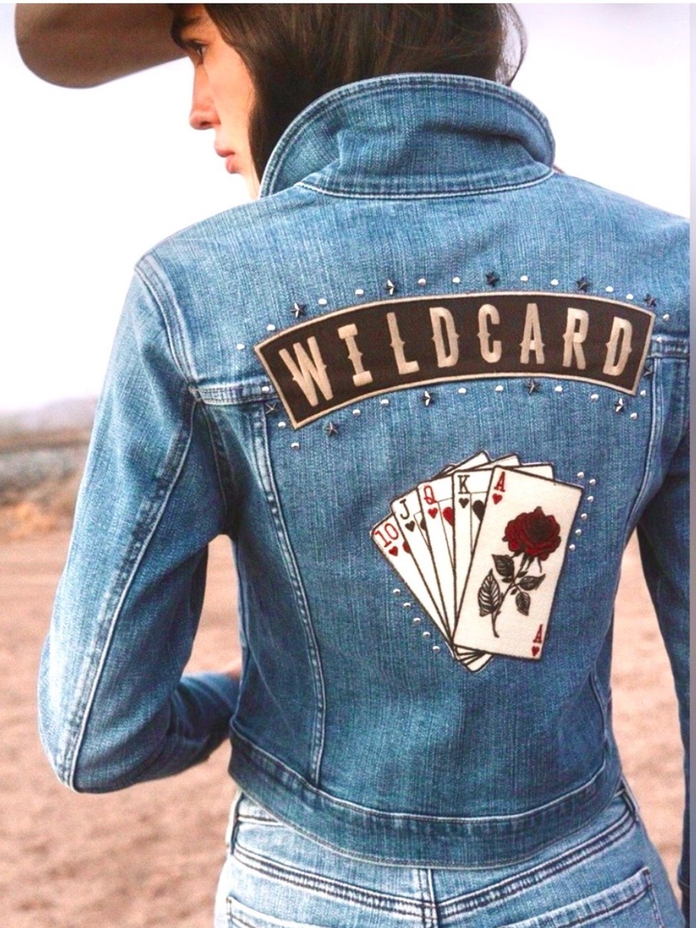Idyllwind Wildcard Star Studded Embroidered Button Up Denim Jean Jacket Size Sm